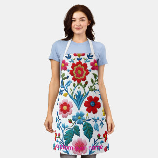 "Floral Bliss Apron – Brighten Up Your Kitchen!"