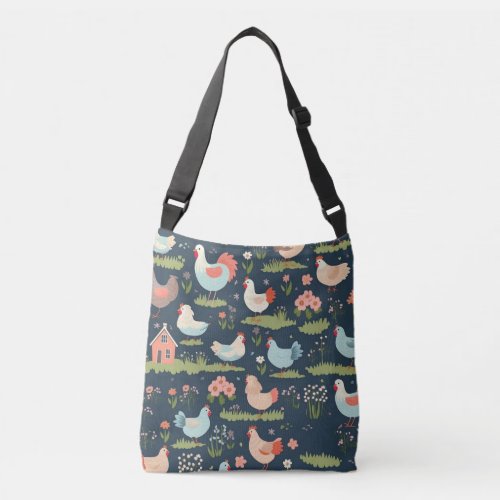   Floral Bliss Chickens Tote Bag