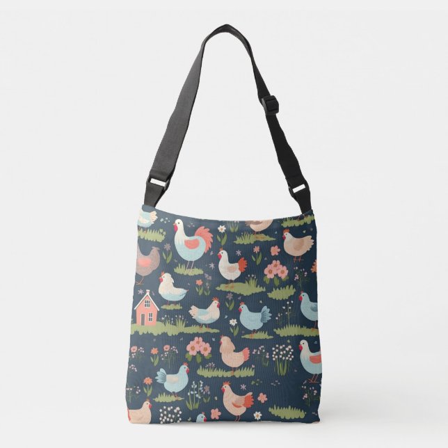   Floral Bliss Chickens Tote Bag (Front)