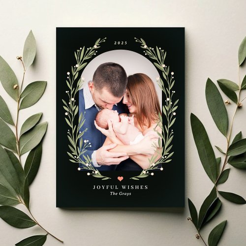 Floral Bliss Christmas Holiday Photo Card