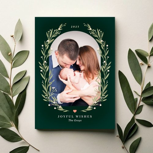 Floral Bliss Christmas Holiday Photo Card