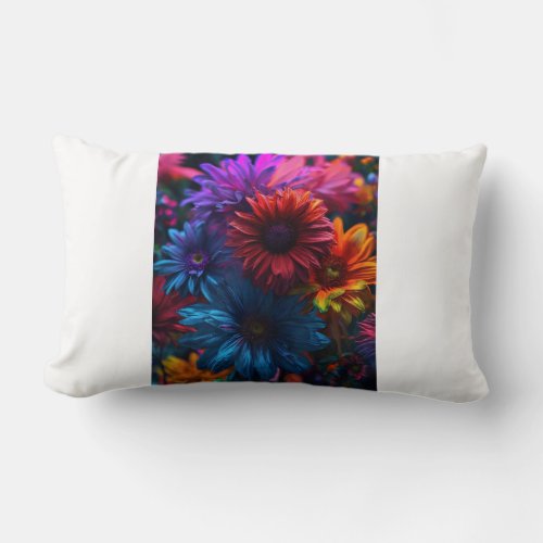 Floral Bliss Hyper_Realistic Flowers Pillow Lumbar Pillow