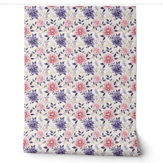 Floral Bliss Mini - Purple, Pink, Beige - Glam Wallpaper