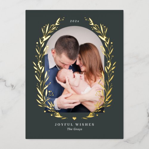Floral Bliss REAL FOIL Holiday Photo Card Postcard