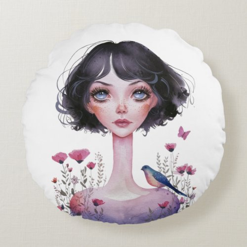 Floral Bliss  Round Pillow