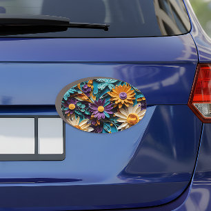 Floral Bliss Sunflower Quilled Art Car Magnet