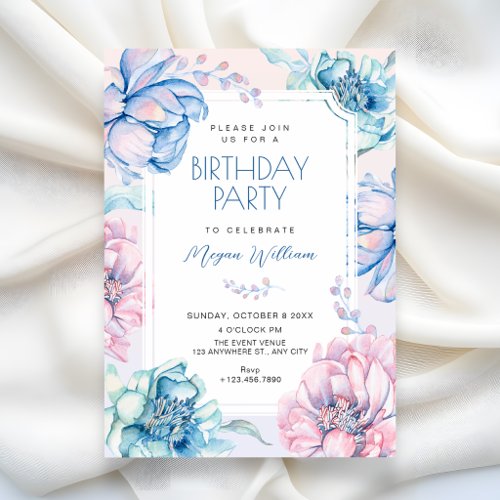Floral bloom birthday invitation