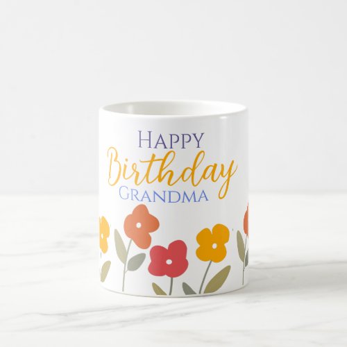 Floral Bloom Colorful Happy Birthday Grandma Coffee Mug