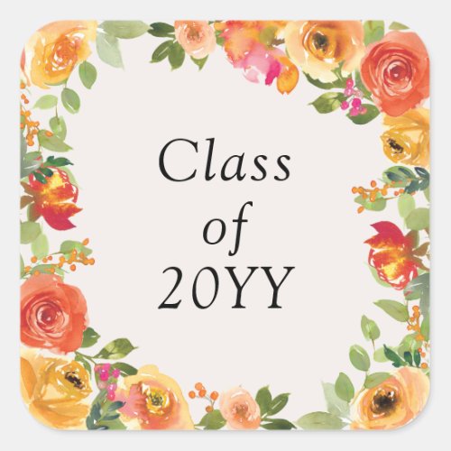 Floral Bloom Frame Class of 2024 Matching Sticker