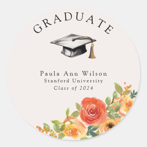 Floral Bloom Graduation Sticker