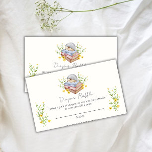 Floral Bloom Hedgehog Diaper Raffle Baby Shower  Enclosure Card
