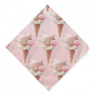Floral Bloom: Miss Meow Rose Ice Cream Repeat Patt Bandana
