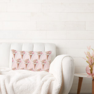 Floral Bloom: Miss Meow Rose Ice Cream Repeat Patt Lumbar Pillow