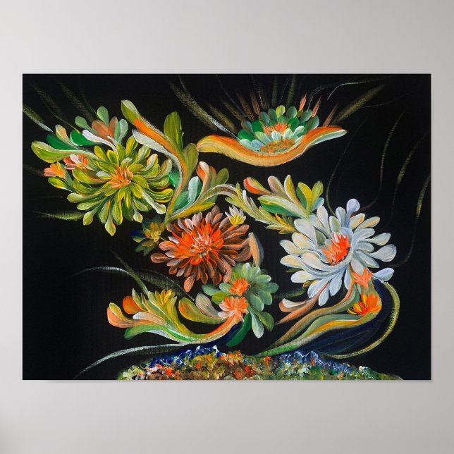 Floral Bloom - Om Canvas Painting Poster (Front)