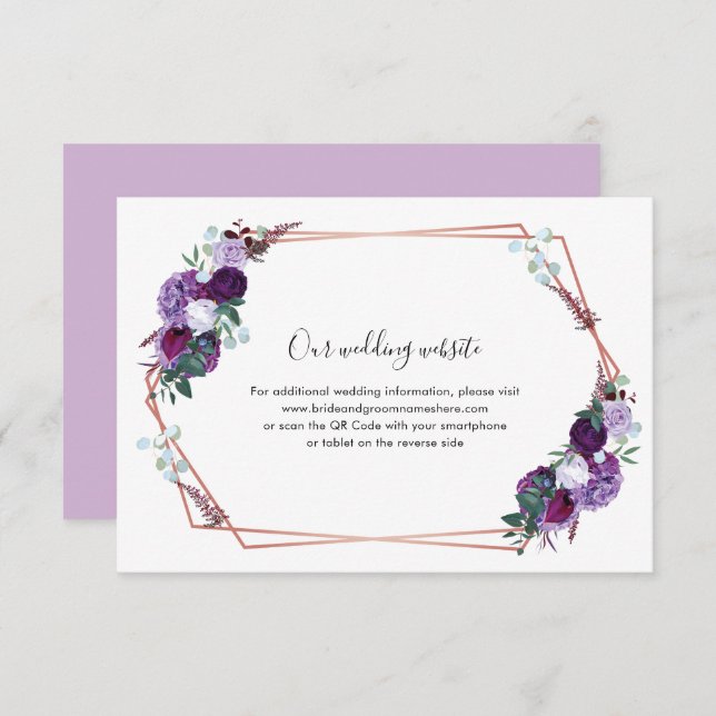 Floral Bloom QR Code Wedding Website Enclosure Card (Front/Back)