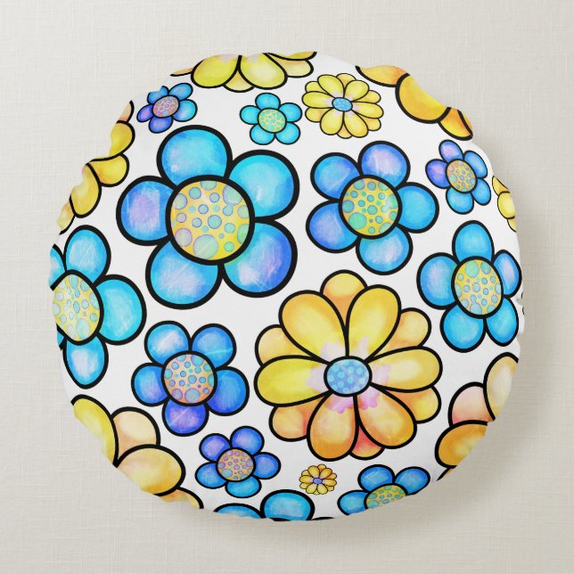 Floral Bloom Round Pillow (Front)