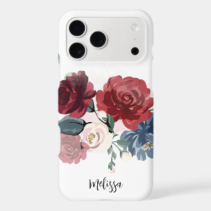 Floral Bloom Watercolor Elegant Burgundy Script iPhone 17 Pro Max Case
