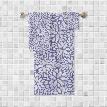 Floral Bloom Watercolor Pattern Bath Towel Set by lemontreecards at Zazzle