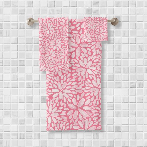Floral Bloom Watercolor Pattern Bath Towel Set