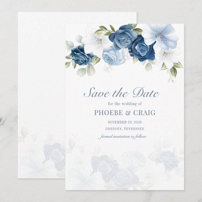 Floral Bloom Watercolor Wedding Save The Date (Front/Back)