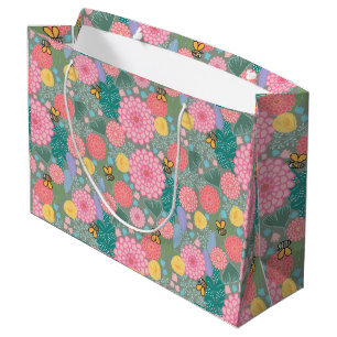 Floral bloom with bees large gift bag
