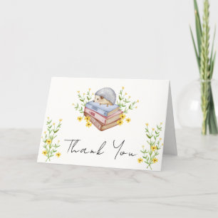 Floral Blooming Hedgehog Baby Shower  Letterpress Thank You Card