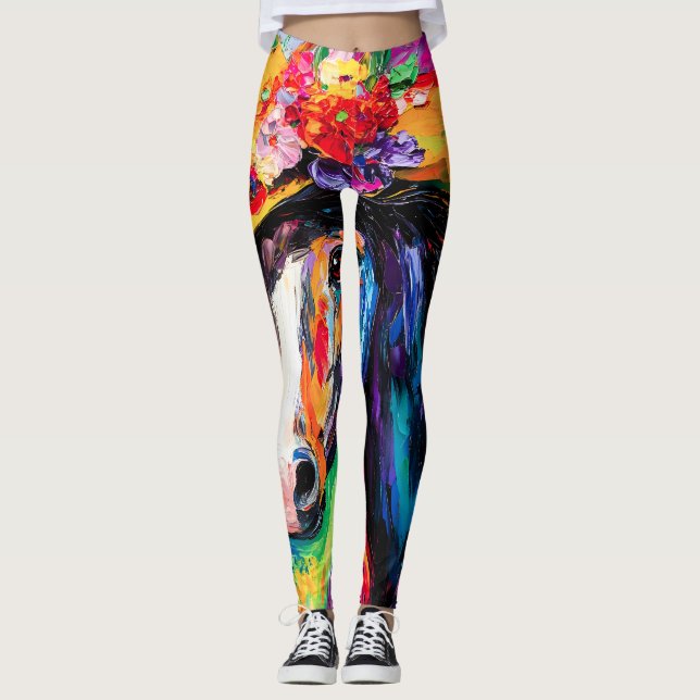 Floral Blooming Stallion Leggings (Front)