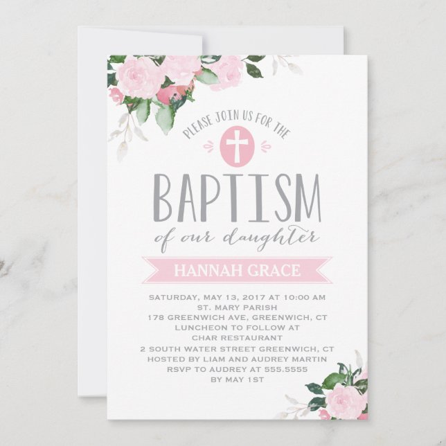 Floral Blooms | Baptism Invitation (Front)