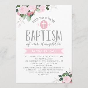 Floral Blooms Baptism Invitation