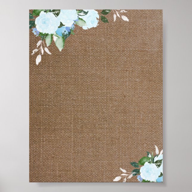 Floral Blooms Burlap Blank Poster (Front)