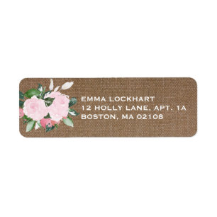 Floral Blooms Burlap Return Address Label