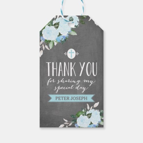 Floral Blooms Chalkboard Religious Thank you Tag
