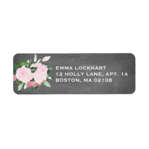 Floral Blooms Chalkboard Return Address Label
