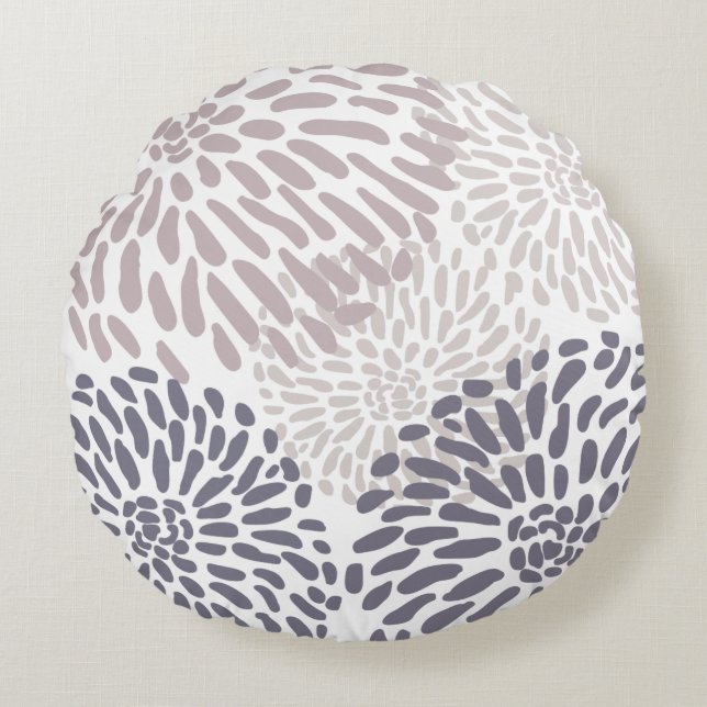 floral blooms dahlia petals modern round pillow (Front)