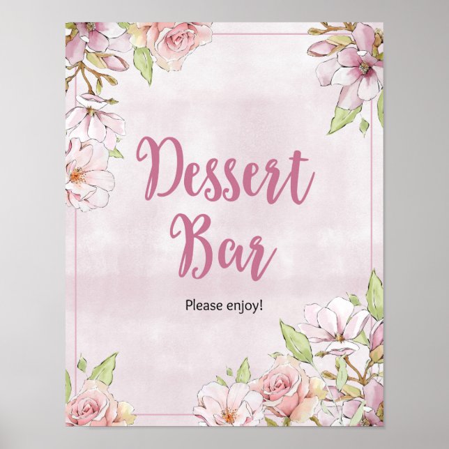 Floral Blooms Dessert Bar party sign (Front)