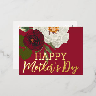 Floral Blooms Happy Mother’s Day Real Gold Foil Holiday Postcard