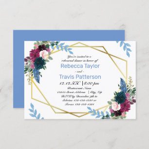 Floral Blooms Mod Blue - 3x5 Rehearsal Dinner Invitation