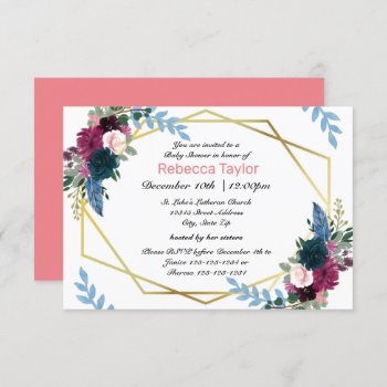 Floral Blooms Mod Pink -3x5 Baby Shower Invitation by Midesigns55555 at Zazzle