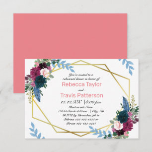 Floral Blooms Mod Pink - 3x5 Rehearsal Dinner Invitation