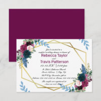 Floral Blooms Mod Plum-3x5 Couples' Wedding Shower