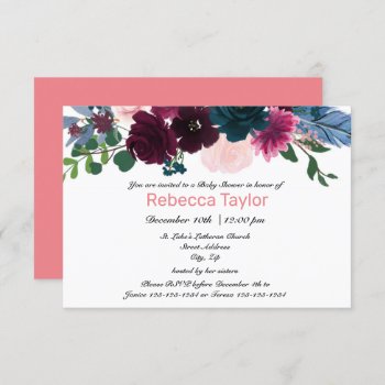 Floral Blooms Pink - 3x5 Baby Shower Invitation by Midesigns55555 at Zazzle