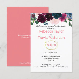 Floral Blooms Pink - 3x5 Couples' Wedding Shower Invitation