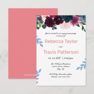 Floral Blooms Pink - 3x5 Engagement Party Invitation