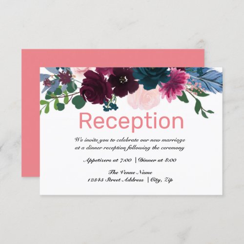 Floral Blooms Pink _ Reception Invitation