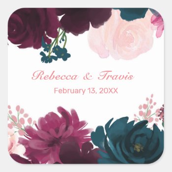 Floral Blooms Pink - Square Sticker by Midesigns55555 at Zazzle