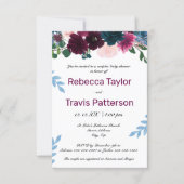 Floral Blooms Plum - 3x5 Couples' Baby Shower Invitation (Front)