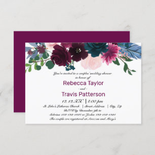 Floral Blooms Plum - 3x5 Couples' Wedding Shower Invitation