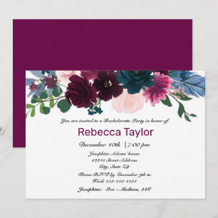 Floral Blooms Plum - Bachelorette Party Invitation