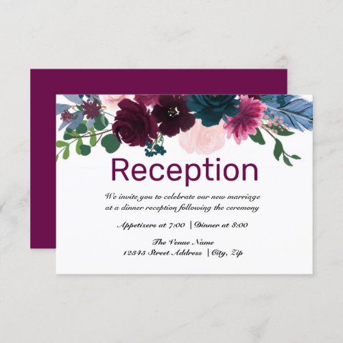 Floral Blooms Plum _ Reception Invitation