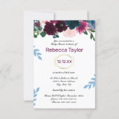 Floral Blooms Plum Vertical - 3x5 Baby Shower Invitation (Front)